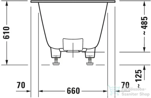 Duravit VITRIUM DuroCast UltraResist 180x80 cm-es beépíthető kád lábbal, leeresztő nélkül, matt bizánci kék 700426HB0000000