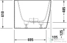 Duravit VITRIUM DuroCast UltraResist 180x80 cm-es falhoz tolható fürdőkád, matt bizánci kék 700429HB0000000