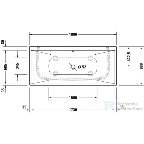 Duravit VITRIUM DuroCast UltraResist 180x80 cm-es falhoz tolható fürdőkád, matt bizánci kék 700429HB0000000