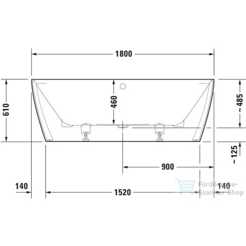 Duravit VITRIUM DuroCast UltraResist 180x80 cm-es falhoz tolható fürdőkád, matt bizánci kék 700429HB0000000