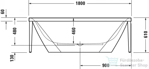 Duravit Xviu 180x80 szabadonálló kád pezsgő színű állvánnyal 700443000B10000 ( 700443 )