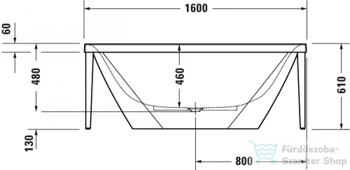 Duravit Xviu 160x80 szabadonálló kád pezsgő színű állvánnyal 700444000B10000 ( 700444 )