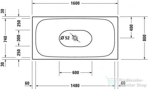 Duravit Xviu 160x80 szabadonálló kád fekete színű állvánnyal 700444000B20000 ( 700444 )