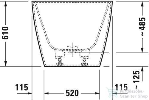 Duravit DURASQUARE 160x75 cm-es szabadonálló kád illesztés nélküli előlappal,speciális lefolyóval,700460000000000