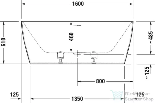 Duravit VITRIUM DuroCast UltraResist 160x75 cm-es szabadon álló fürdőkád leeresztővel, matt sötétszürke 700460650000000