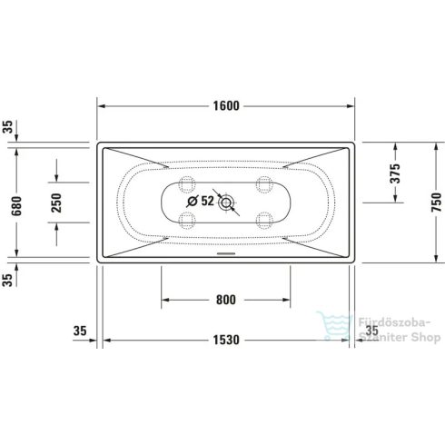 Duravit VITRIUM DuroCast UltraResist 160x75 cm-es szabadon álló fürdőkád leeresztővel, matt bizánci kék 700460HB0000000