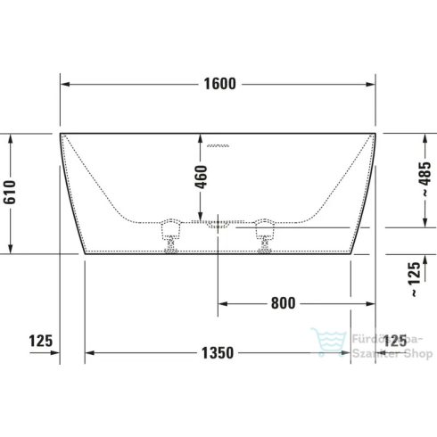 Duravit VITRIUM DuroCast UltraResist 160x75 cm-es szabadon álló fürdőkád leeresztővel, matt bizánci kék 700460HB0000000