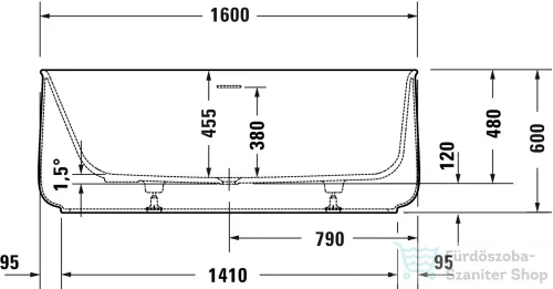 Duravit ZENCHA 160x85 cm-es szabadonálló kád illesztés nélküli előlappal,leeresztővel 700462000000000