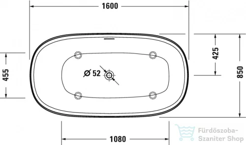 Duravit ZENCHA 160x85 cm-es szabadonálló kád illesztés nélküli előlappal,leeresztővel 700462000000000
