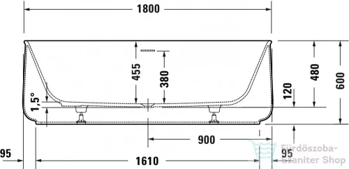 Duravit ZENCHA 180x90 cm-es szabadonálló kád illesztés nélküli előlappal,leeresztővel 700463000000000