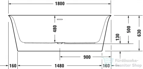 Duravit WHITE TULIP 180x90 cm-es szabadonálló kád,illesztés nélküli előlappal és állvánnyal,speciális le-és túlfolyóval, 700469000000000