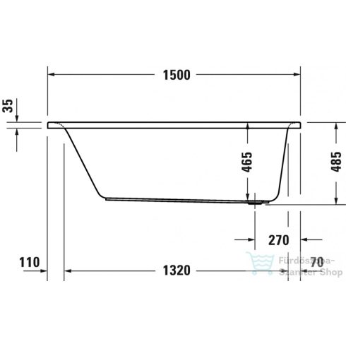 Duravit D-NEO 150x75  egyenes kád,700471000000000