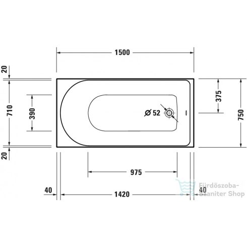 Duravit D-NEO 150x75  egyenes kád,700471000000000