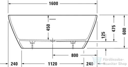 Duravit D-NEO 160x75 cm-es szabadonálló kád,illesztés nélküli előlappal és állvánnyal,speciális le- és túlfolyóval, 700477000000000