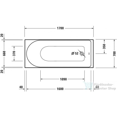 Duravit D-NEO 170x70 egyenes kád,700478000000000