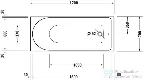 Duravit D-NEO 170x70 egyenes kád,700478000000000
