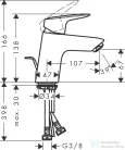 Hansgrohe Logis 70 egykaros mosdócsaptelep automata leeresztővel,matt fekete 71070670