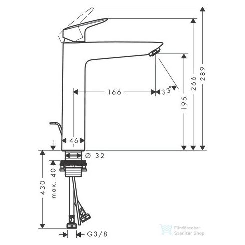Hansgrohe LOGIS egykaros mosdócsaptelep automata leeresztővel,matt fekete 71090670