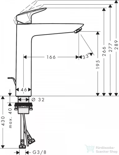 Hansgrohe LOGIS magasított mosdócsaptelep 190 kétféle átfolyási mennyiséggel,automata leeresztővel, króm 71095000