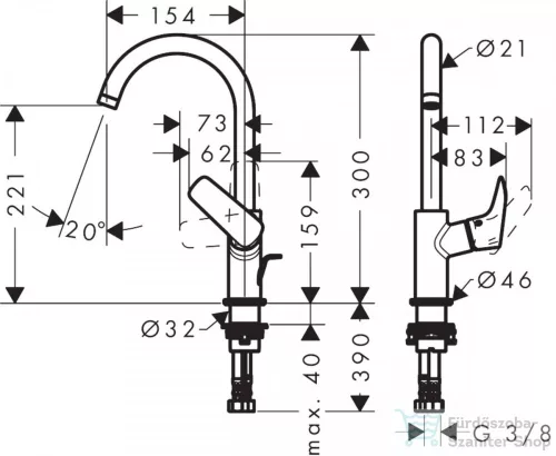 Hansgrohe LOGIS mosdó csaptelep 210, elforgatható kifolyóval, automata leeresztővel, króm 71130000