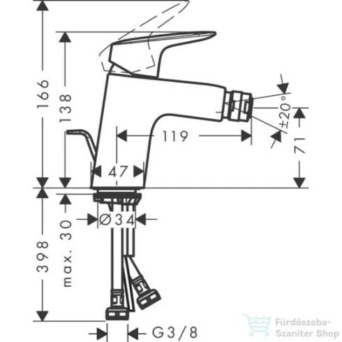 Hansgrohe Logis egykaros bidé csaptelep 71204