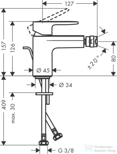 Hansgrohe VERNIS BLEND bidé csaptelep automata leeresztővel, matt fekete 71210670