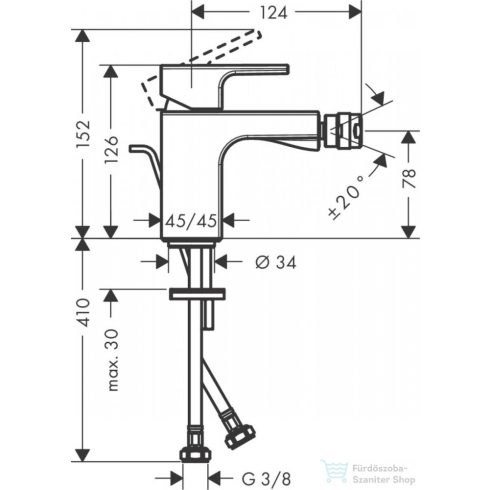 Hansgrohe VERNIS SHAPE bidé csaptelep, automata leeresztővel, matt fekete 71211670