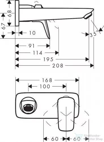 Hansgrohe LOGIS falsík alatti mosdócsaptelep 19,5 cm-es kifolyóval,nem zárható leeresztővel, króm 71220000