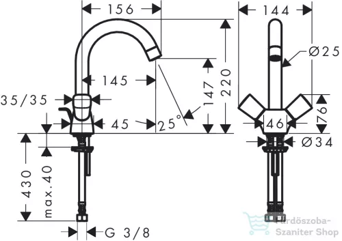 Hansgrohe LOGIS kétkaros mosdó csaptelep, automata leeresztővel, króm 71222