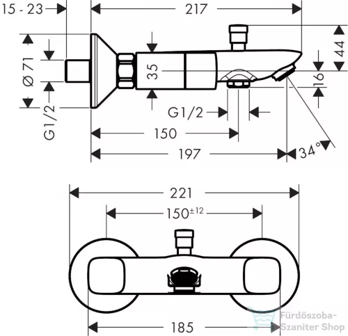 Hansgrohe LOGIS kétkaros kádtöltő csaptelep zuhanyszett nélkül, króm 71243000