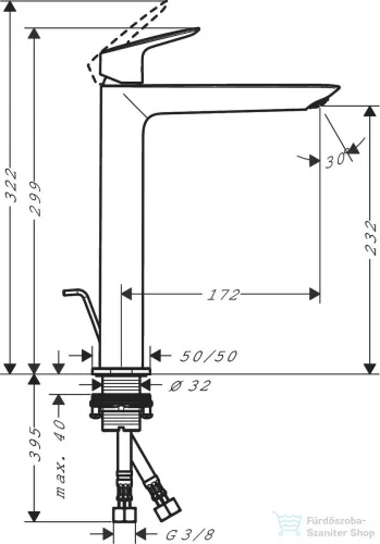 Hansgrohe LOGIS FINE egykaros mosdócsaptelep 240, automata leeresztővel, króm 71257000