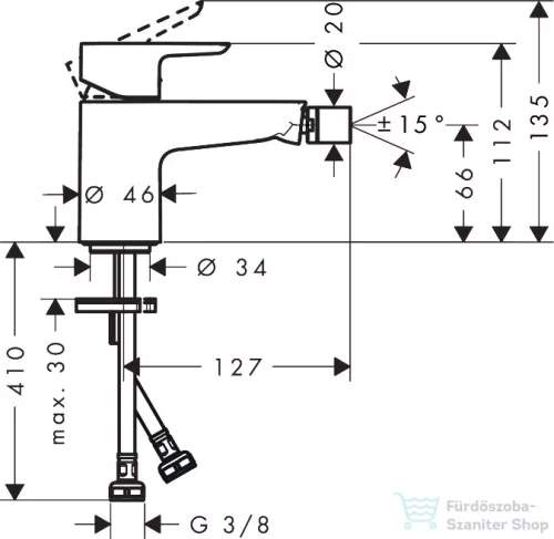 Hansgrohe NEOVIS Q bidé csaptelep push-open leeresztővel, króm 71282000