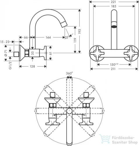 Hansgrohe LOGIS M32 fali mosogató csaptelep,króm 71286000