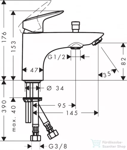 Hansgrohe LOGIS Monotrou kádtöltő csaptelep zuhanyszett nélkül, króm 71312000