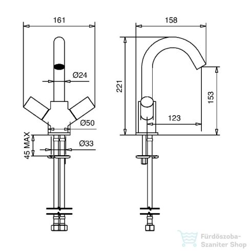Bugnatese Moon mosdó csaptelep click-clack leeresztővel,szálcsiszolt arany 7134SCOS