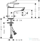 Hansgrohe NEOVIS Q 70 mosdó csaptelep fém push-open leeresztővel, króm 71354000