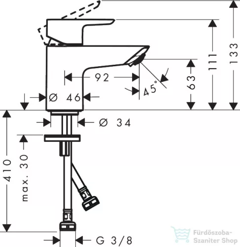 Hansgrohe NEOVIS Q 70 mosdó csaptelep fém push-open leeresztővel, króm 71354000