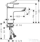Hansgrohe NEOVIS Q 100 hidegindításos mosdó csaptelep push-open leeresztővel, króm 71357000