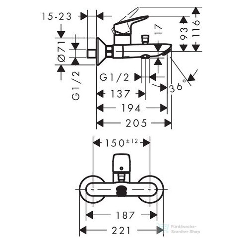 Hansgrohe LOGIS egykaros kádcsaptelep, króm 71400000