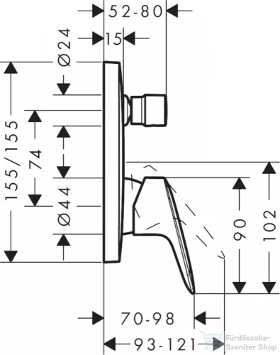 Hansgrohe LOGIS falsík alatti kád / zuhany csaptelep,matt fekete 71405670