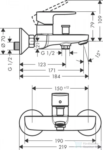 Hansgrohe VERNIS BLEND kádtöltő csaptelep, zuhanyszett nélkül, matt fekete 71440670