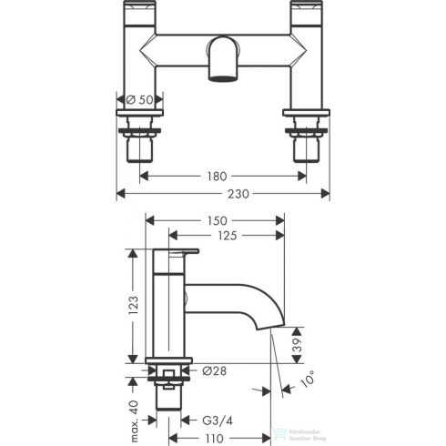 Hansgrohe VERNIS BLEND peremre szerelhető kádtöltő csaptelep zuhanycsatlakozás nélkül, króm 71442000