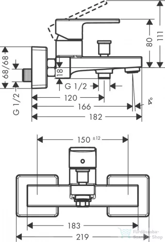 Hansgrohe VERNIS SHAPE kádtöltő csaptelep, zuhanyszett nélkül, króm 71450000