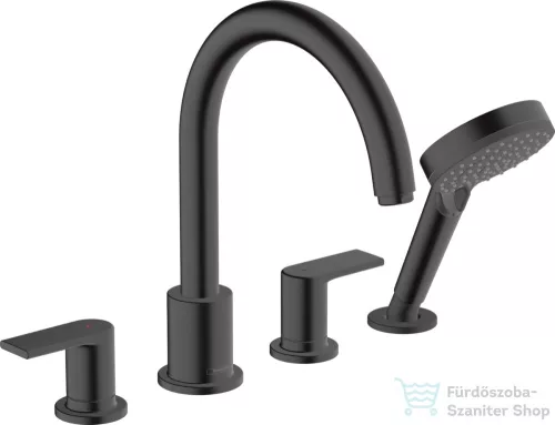 Hansgrohe VERNIS SHAPE 4 üléses peremre szerelhető kád csaptelep, matt fekete 71459670
