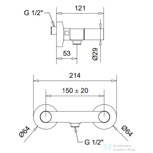 Bugnatese MOON zuhany csaptelep test,matt fekete 7146NE