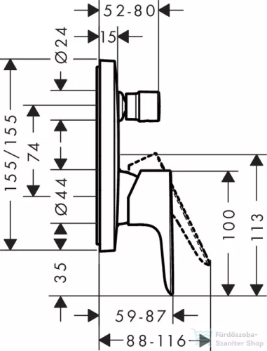 Hansgrohe TALIS E falsík alatti kád /zuhany csaptelep, szálcsiszolt bronz 71474140