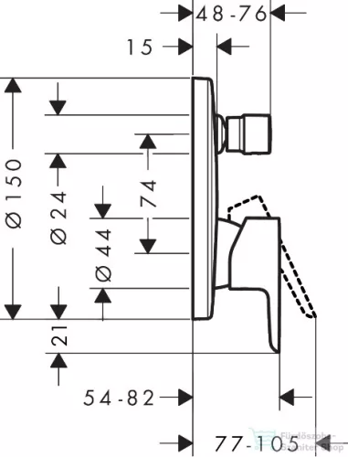 Hansgrohe NEOVIS Q falsík alatti kád/zuhany csaptelep alaptest nélkül, króm 71482000