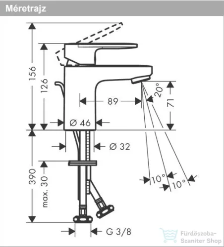 Hansgrohe VERNIS BLEND mosdó csaptelep 70,automata leeresztővel, króm 71550000
