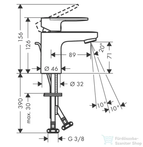 Hansgrohe VERNIS BLEND mosdó csaptelep 70,automata leeresztővel, matt fekete 71550670