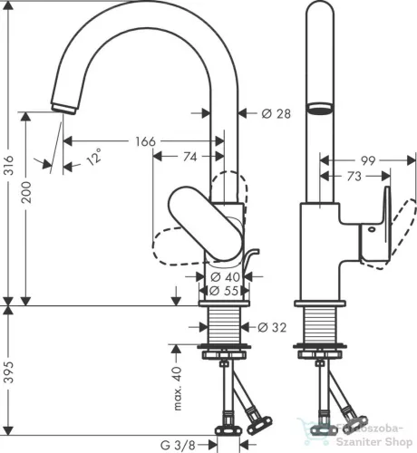 Hansgrohe VERNIS BLEND mosdócsaptelep elforgatható kifolyóval,automata leeresztővel, króm 71554000